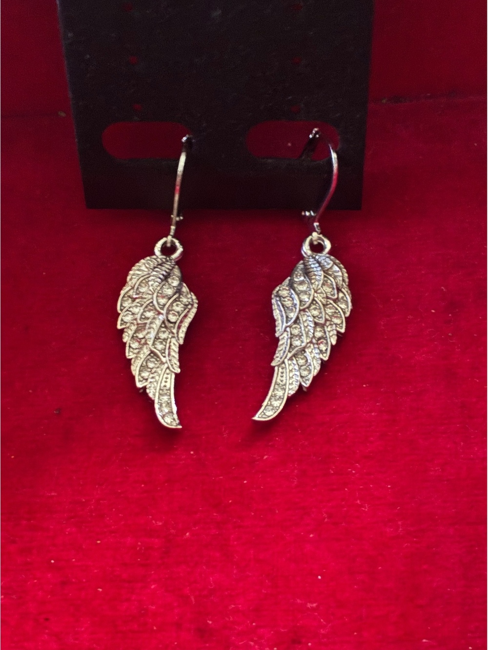Gothic Silver Angel Wing Leverback Dangle Drop Earrings